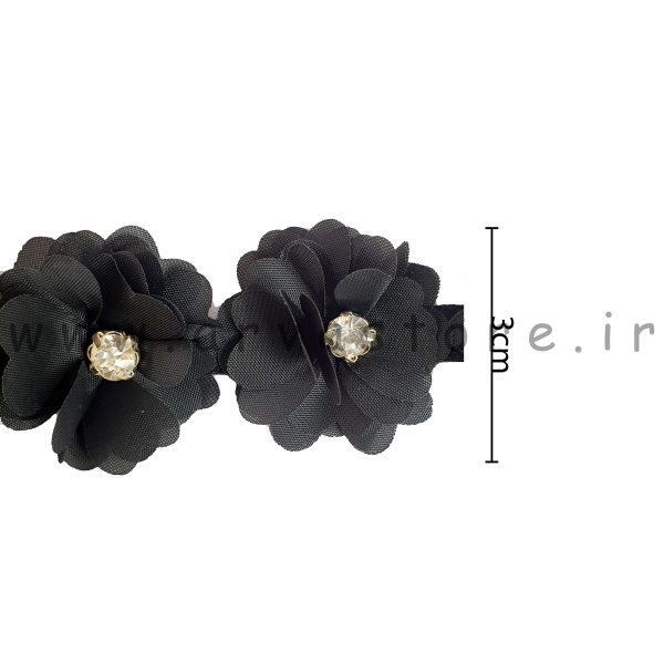 گل پارچه ای نگین دار مشکی (۱۰ عدد گل)