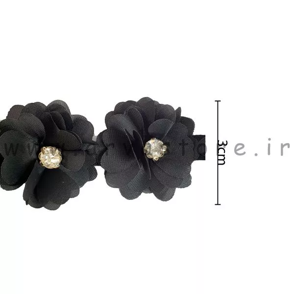 گل پارچه ای نگین دار مشکی (۱۰ عدد گل)