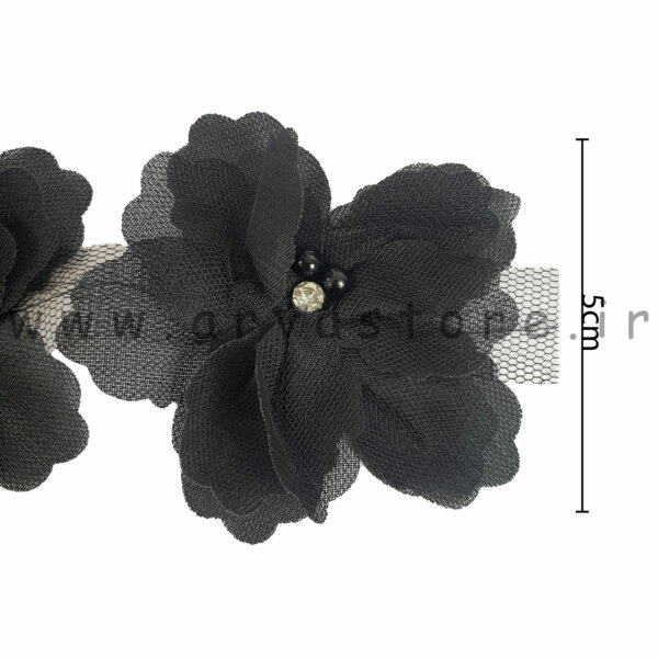 گل پارچه ای نگین دار مشکی (۱۰ عدد گل)