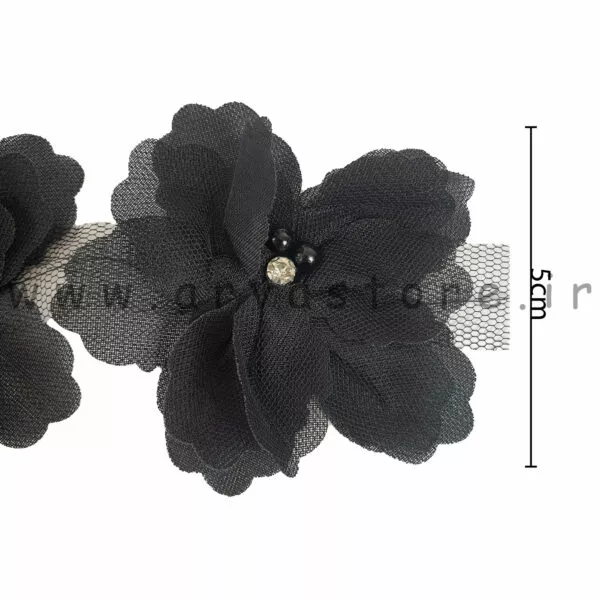 گل پارچه ای نگین دار مشکی (۱۰ عدد گل)