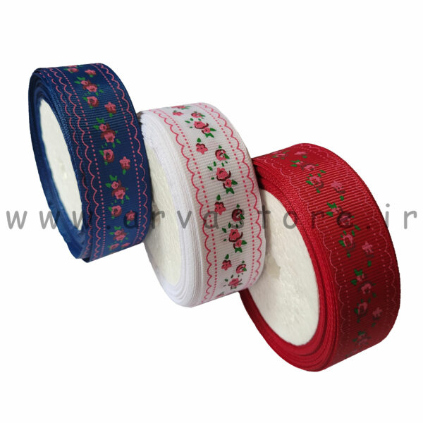 روبان گروگرن 2.5 سانت گلدار (توپی)